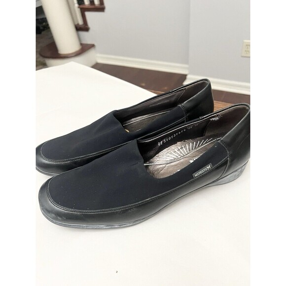 MEPHISTO Air Relax Size 10 Black Platform Fabric Leather Loafers Shoes - Picture 1 of 8